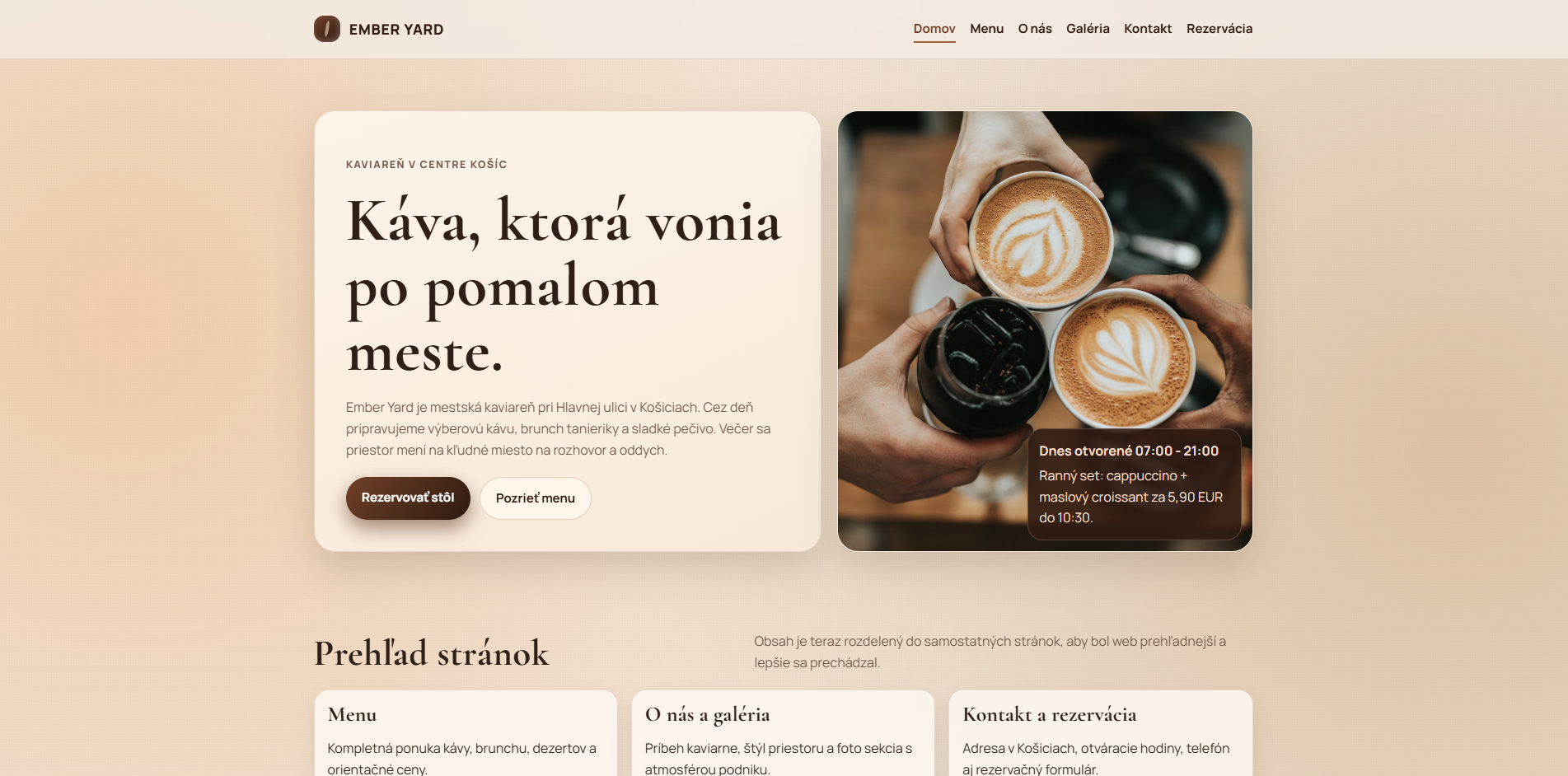Náhľad projektu CoffeeShop Demo