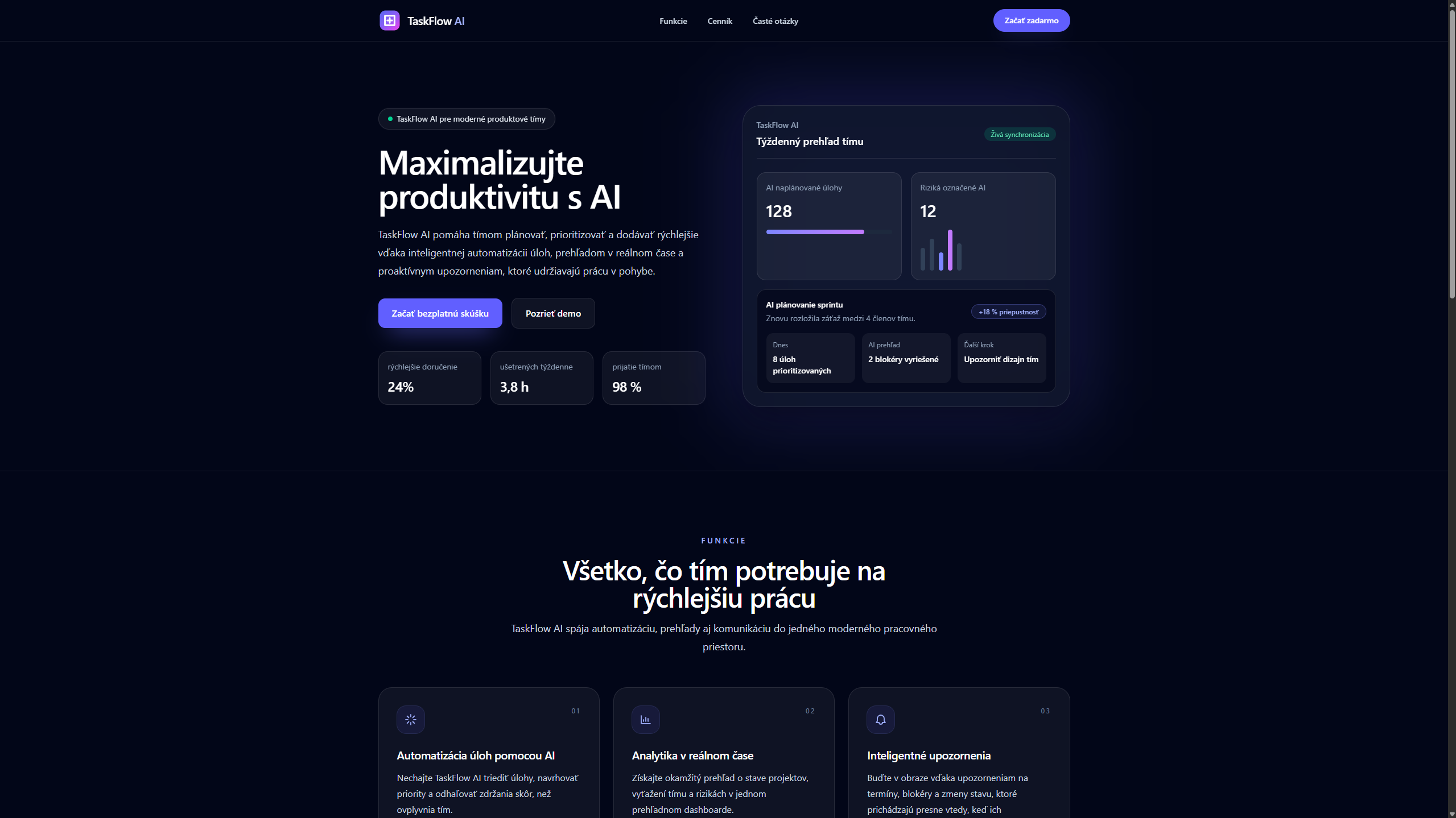 Náhľad projektu TaskFlow AI